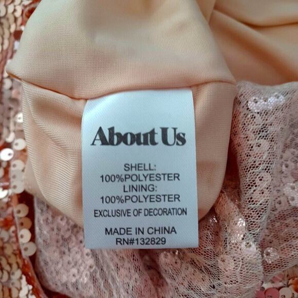 About Us x Revolve Bethany Sequin Mini Dress Rose Gold S NWT - Picture 10 of 14